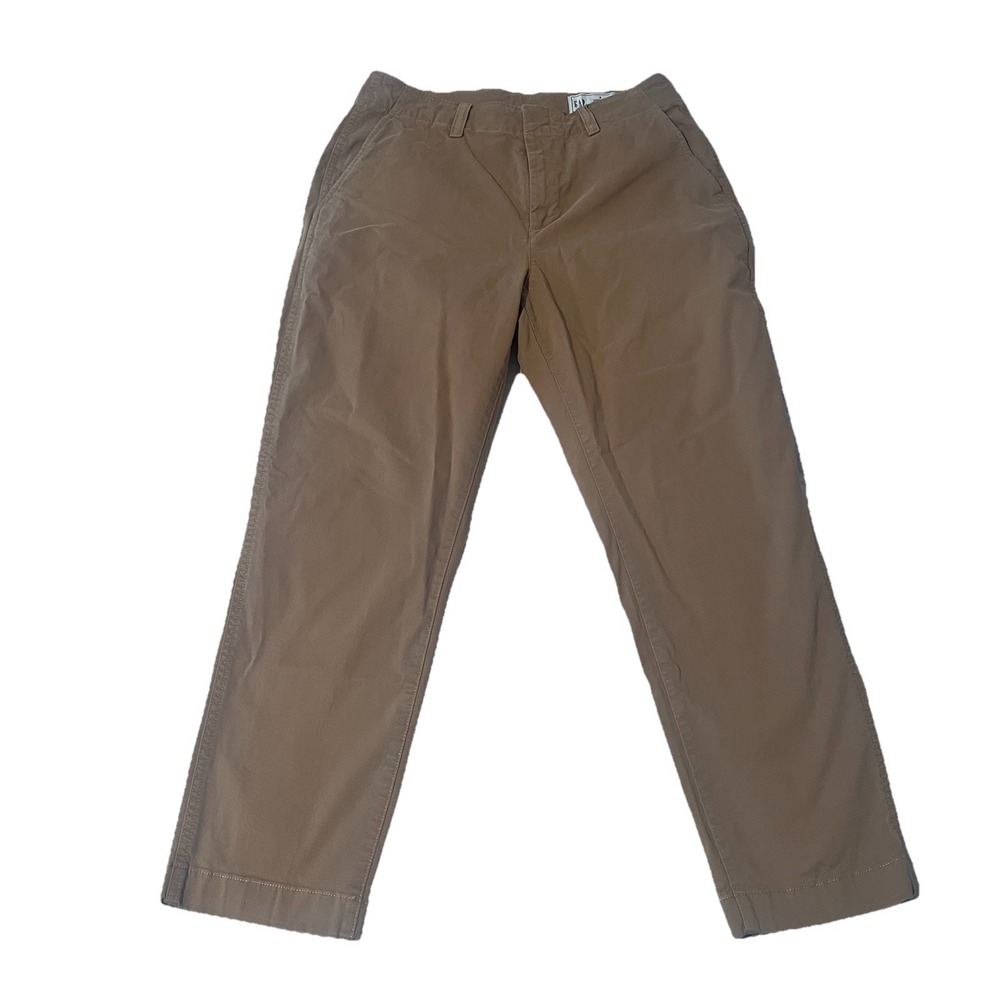Gap Pants Women's 8 Gray Downtown Khaki Straight Chino Flat Front Cotton Twill